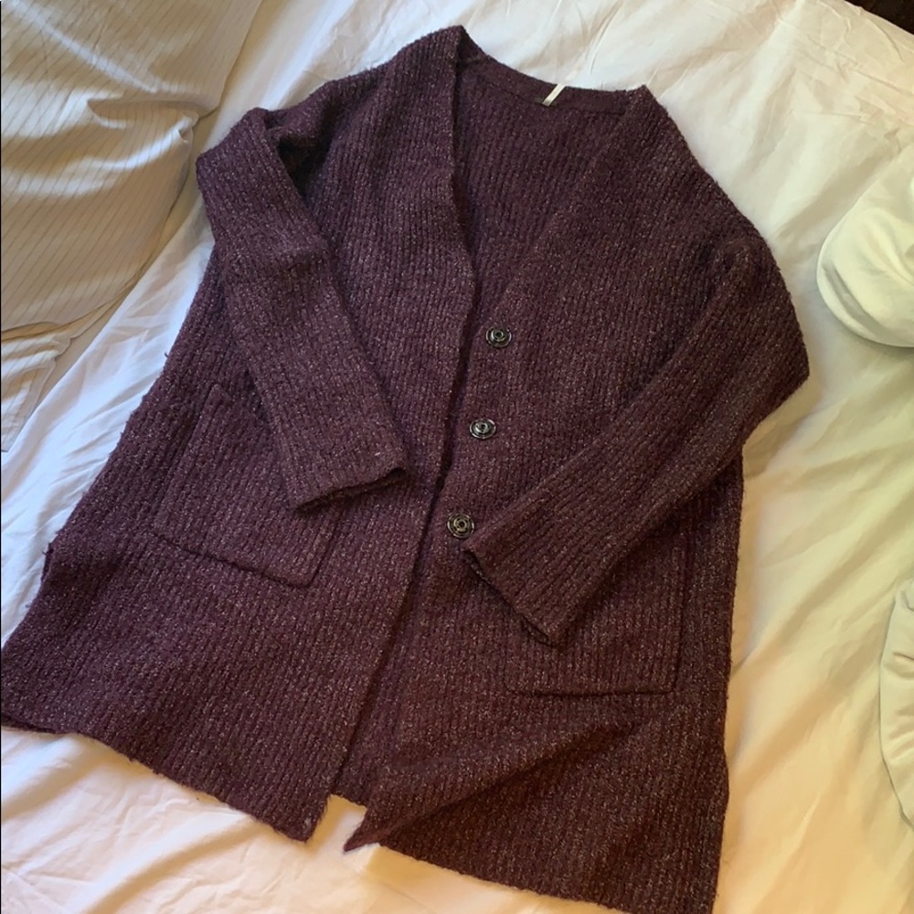 long purple jacket/sweater